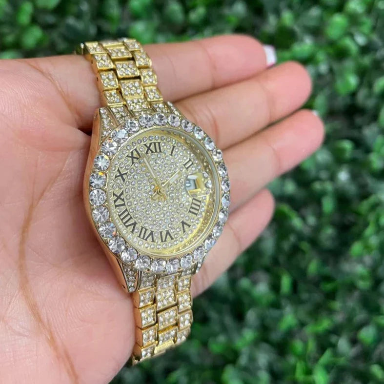 Gold Frozen Time Piece Watch