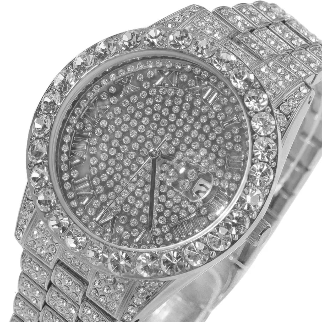 Silver Frozen Time Piece Watch