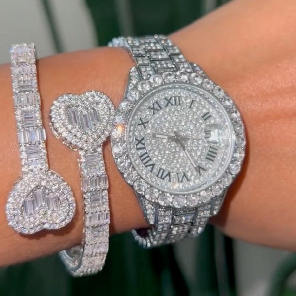 Silver Frozen Time Piece Watch