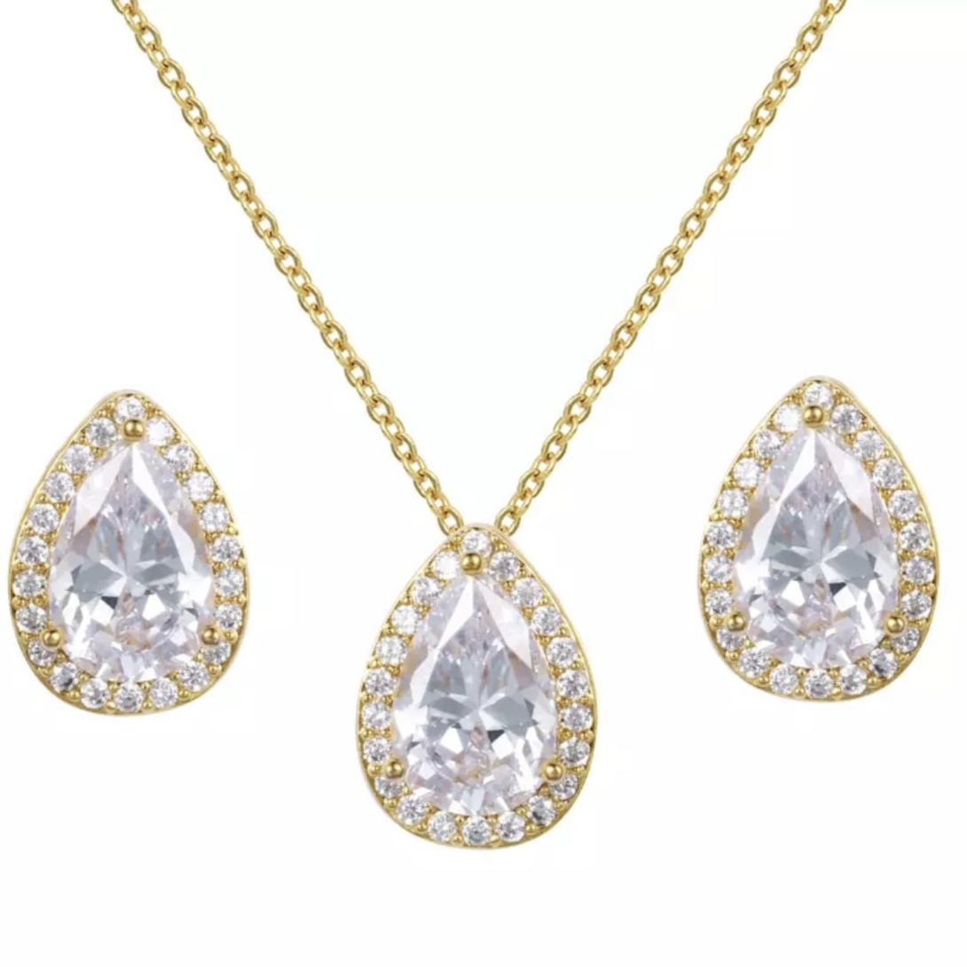 Pear Drop Necklace and Earring Set